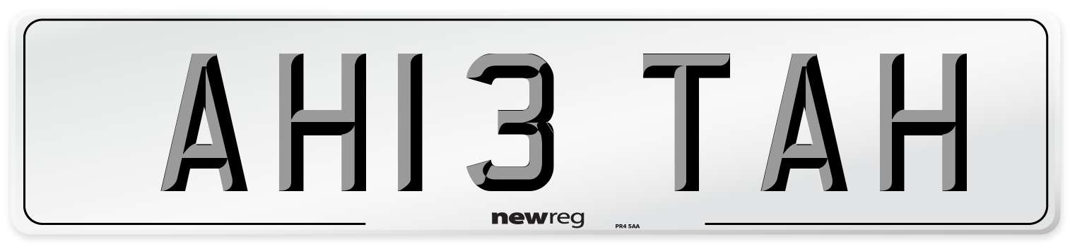 AH13 TAH Number Plate from New Reg